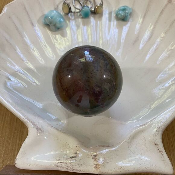 Stunning multicolor ocean Jasper 🌊 polished crystal sphere with free stand ✨ - Picture 4 of 4